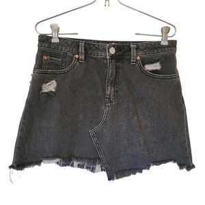 BDG Urban Outfitters Washed Black Distressed Mini Jean Skirt, Size Medium